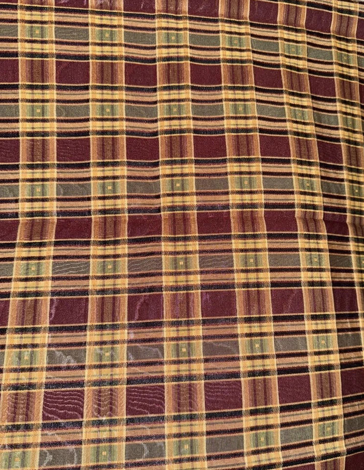 Brown Green Autumnal Plaid Decorator Fabric Remnant Unused Fabric 56" x 36" - Image 1 of 4