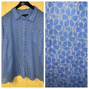 Tommy Hilfiger Shirt Womens 3X Roll Tab Button Front Semi Sheer Floral Relaxed - Picture 1 of 8
