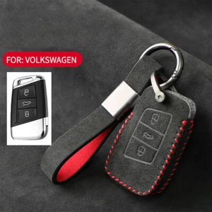 Full Suede Covered Key Fob Remote Protector Holder Cover Case For Volkswagen D - Picture 1 of 9
