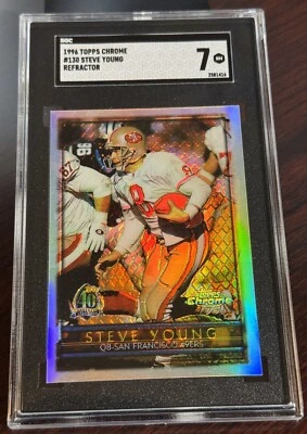 1996 TOPPS CHROME #130 STEVE YOUNG REFRACTOR SGC 7 1ST CHROME REFRACTOR - Image 1 of 2