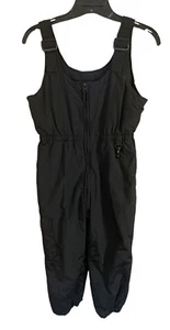 VTG SNOZU Kids Sz-7 Black Ski Bib Overalls Pants Quilted Lining Adjustable - Picture 1 of 9