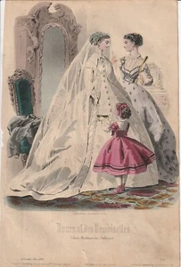 Gravure Mode n°5 Journal des Demoiselles Mai 1866 - Foto 1 di 1