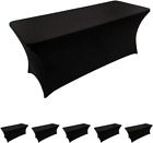 LZY 6 Pack Spandex Table Covers 6 Feet, Stretch/Fitted 6FT-6PCS, Black 
