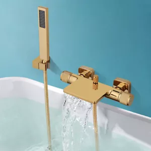 Juego de grifos de pulverización manual de baño ducha de mano grifo mezclador montado en pared dorado - Imagen 1 de 11