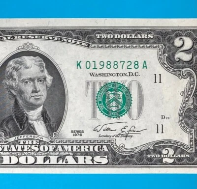 1988 July 28 (K 01988728 A) BIRTHDAY $2 Two Dollar Bill 1976 Series (_1988/7/28) - Image 1 of 4