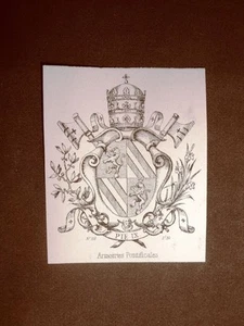Stemma o blasone Stato Pontificio Pontefice o Papa Pio IX Anno 1865 Araldica - Imagen 1 de 1