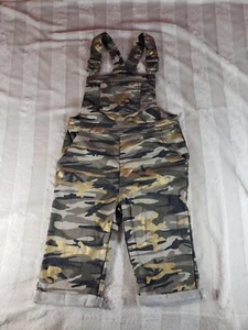 Kidpik Girls Camo Green Gold Overalls 10 M Crop Capri Rolled Hem Adjustable - Picture 1 of 11