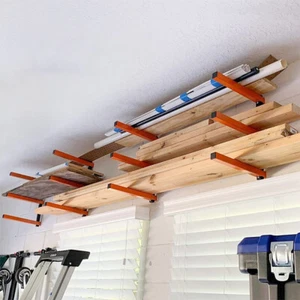 Heavy Duty Steel Wood Timber Rack Shelf Storage System Workshop Wall Mounted - Picture 1 of 5