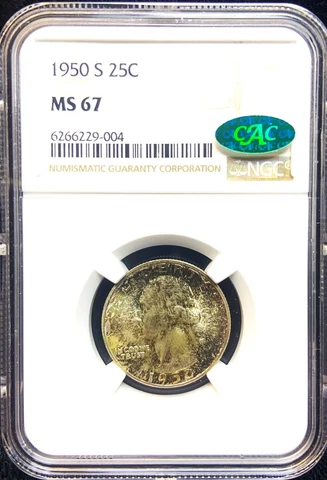 1950-S Washington Quarter NGC MS 67 CAC & TONING! Cover