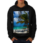 Wellcoda Palm Tree Sunny Beach Mens Hoodie, Lounger Casual Hooded Sweatshirt