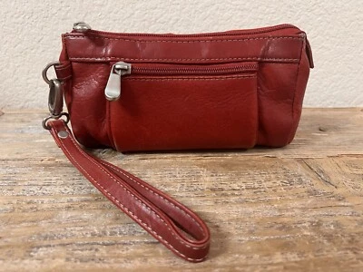 LE DONNE RED LEATHER WRISTLET CLUTCH PURSE MADE IN COLUMBIA - Image 1 of 4