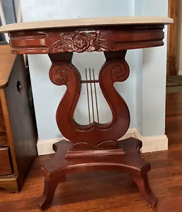 Vintage Genuine Mahogany Princess, Anne Style w/Harp Base Parlor Table #66028621 - Picture 1 of 11