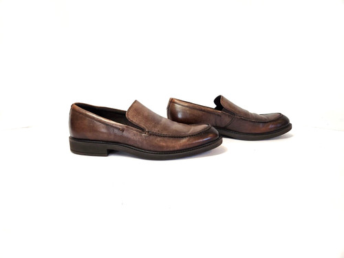 ECCO Mocassini slip on grembiule punta grembiule in pelle marrone cacao da uomo EU 47 US 13