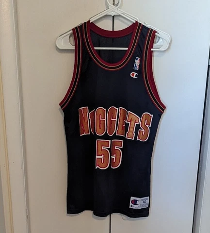 Vintage Champion Denver Nuggets Dikembe Mutombo Jersey Size 40 Blue NBA Cover