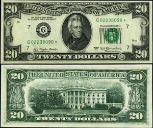 FR. 2072 G $20 1977 Federal Reserve Note Chicago G-* Block Choice CU Star - Picture 1 of 3