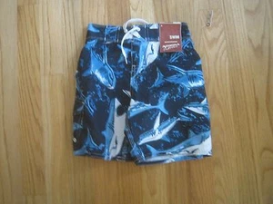 Boy ARIZONA BLUE NAVY WHITE SHARKS swim trunks shorts NWT 4 - Picture 1 of 5