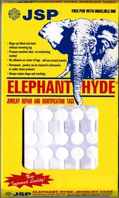 JSP ® JSP ELEPHANT HYDE BARBELL JEWELRY ADHESIVE PRICE TAGS ROUND WHITE DISPLAY 1000