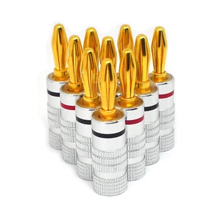10 pcs Gold Plated 4mm Banana Plugs HIFI Speakers Cable Connectors Audio Male - Picture 1 of 7