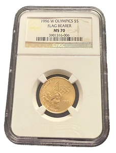 US 1996 W Gold $5 5 Dollars NGC MS70 Flag - Picture 1 of 2