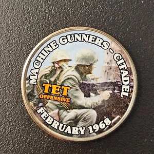 Colorized Kennedy Half Dollar Vietnam War Coin Machine Gunners Citadel TET Offen - Picture 1 of 4