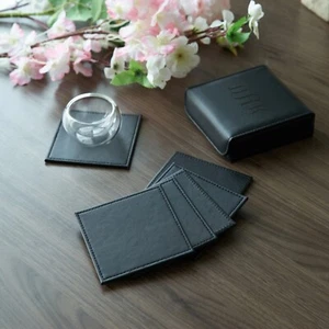 Personalisiertes 6-teiliges Leder Untersetzer Set in Box | Monogrammiert Getränk Untersetzer - Bild 1 von 9