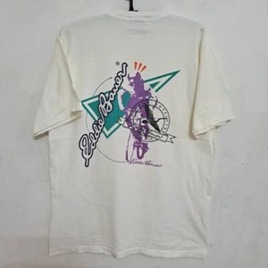 T shirt vintage eddie bauer bianca ciclista logo scritto anni 90 USA L - Foto 1 di 12