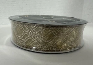 Premium Ribbon Wired Edge Gold Glitter Mesh Members Mark Christmas 1.5Wx50yd New - Picture 1 of 4