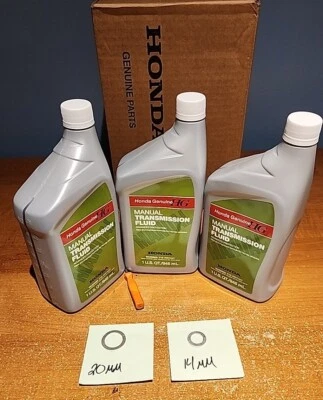 3 QTS Honda OEM Manual Transmission Fluid W/Drain Gaskets NEW MTF SEALED - Image 1 of 2