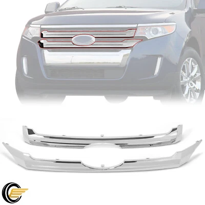 Para Ford Edge 2011-2014 11-14 2 piezas cromo ABS parachoques delantero rejilla moldura Foto 1 de 4