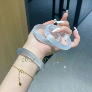 Beautiful Natural Blue Gray Opal Cat's Eyes Gem Bangle Bracelet Jewelry 56-62mm - Picture 1 of 4