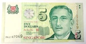 Five Dollars Banknote, Singapore, 5 Dollars, 2005 Nice Condition Paper Currency - Picture 1 of 6