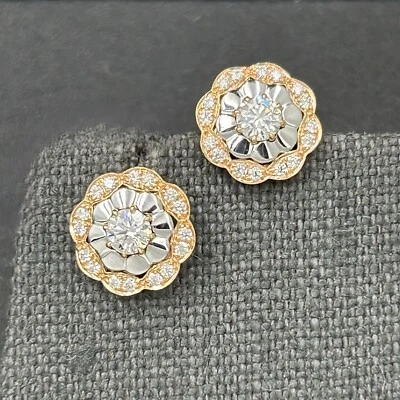 Hearts on Fire 18K Rose Gold Platinum Lorelei Diamond Earrings - Image 1 of 4