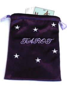 Deep Purple Tarot Angel Card Bag - Stars Drawstring velvet Beautiful Psychic - Picture 1 of 1