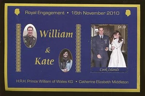 Hoja de recuerdos de Cook Islands #1359 montada sin montar o nunca montada - compromiso real de William y Kate - 38 - Imagen 1 de 1