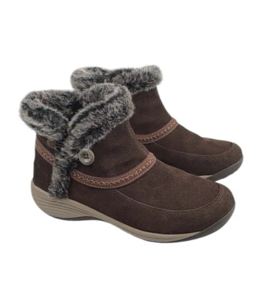 Easy Spirit Icerink Brown Suede Faux Fur Lined Ankle Winter Boots Women’s 9.5 WW - Image 1 of 4