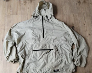 VINTAGE LL Bean Stone Light Tan Windbreaker Nylon 1/4 Zip Hooded L/XL READ!!! - Picture 1 of 11