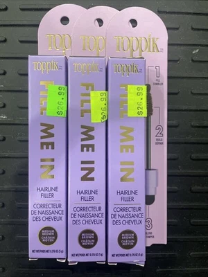 (3) - Toppik Fill Me In Hairline Filler Wands - MEDIUM BROWN - 0.176oz - $29MSRP - Image 1 of 4