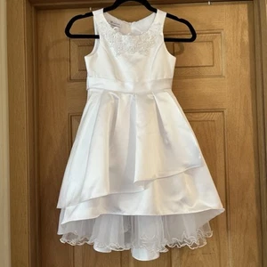 Classic Pleated Holy First Communion Flower Girl Dress Wedding Bridesmaid Size 7 - Picture 1 of 9