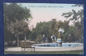 1909 Sauk Centre Minnesota Fountain City Park Hand Colored Postcard - Picture 1 of 2