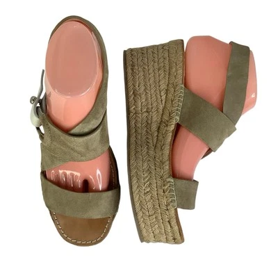 RAG & BONE August Espadrille Brown Suede Leather Wedge Sandals Sz 38.5/US 8.5 - Image 1 of 4