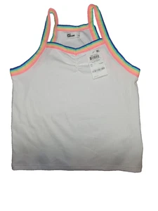Little girls 'Epic Thread' white sleeveless top w/rainbow rounded neck, size L - Picture 1 of 2