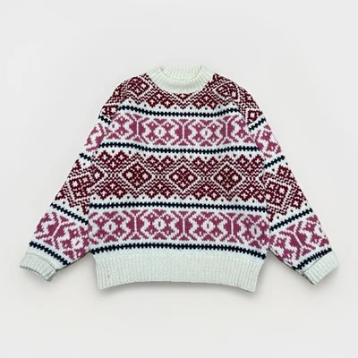 Suéter grueso nórdico de lana Scandia Dinamarca invierno esquí tejido jersey vintage S Foto 1 de 4