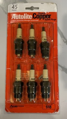 6 Pc Autolite Double Copper Core 45 Spark Plugs Made In USA - Image 1 of 4