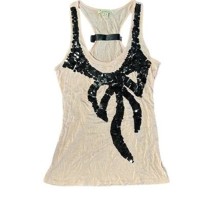 Forever 21 Sleeveless Top Slinky Embellished Preppy Sequins Ribbon Bow Women’s M - Image 1 of 4