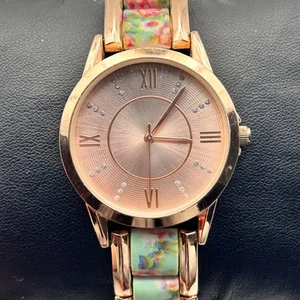 Accutime Watch Corp. Rose Gold Floral Band 36mm Womens Fashion Watch New Battery - Picture 1 of 8