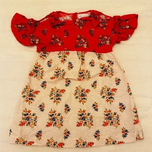 Zara Girls Linen Floral Dress 7 - Picture 1 of 5