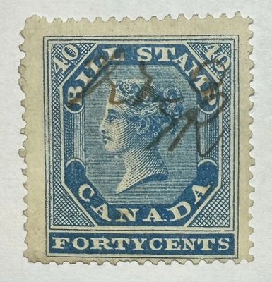 Canada #FB13 VanDam 1864 40c blue Queen Victoria Bill Stamp, Used - Image 1 of 3