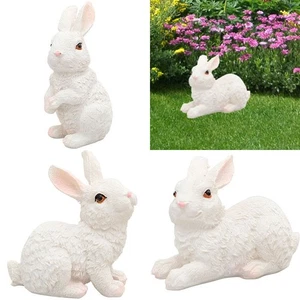 Set of Three White Easter Rabbits for Garden and Table Decoration 9*4*5cm - Picture 1 of 12