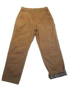 Carhartt Pants Mens 33x30 Loose Fit Duck Flannel Lined Utility Work Brown BN0111 - Picture 1 of 11