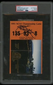 CHRISTIAN LAETTNER Duke Signed 1991 NCAA Championship Ticket PSA/DNA Auto  - Picture 1 of 2